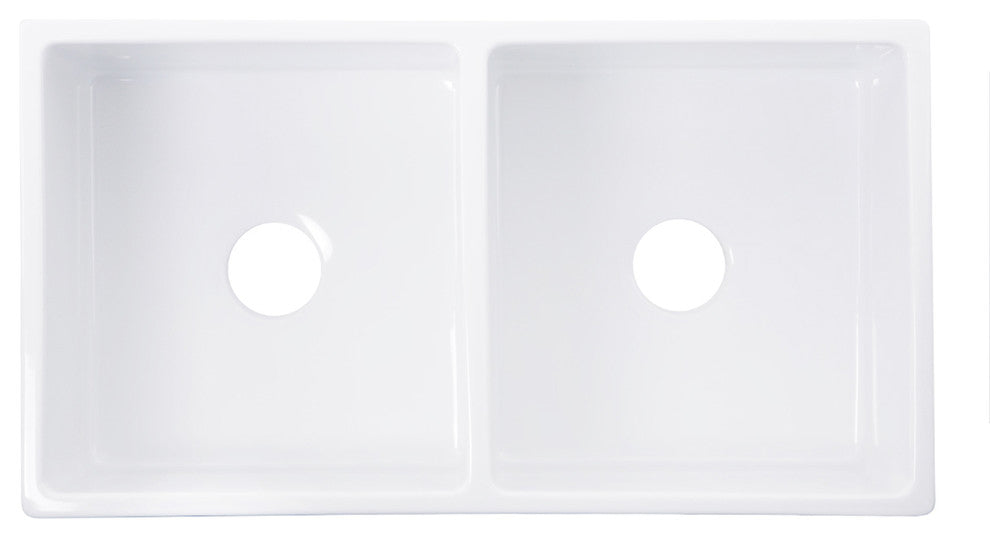 Nantucket Sinks FCFS3318D-Filigree 33 in. Double Bowl Farmhouse Fireclay Sink