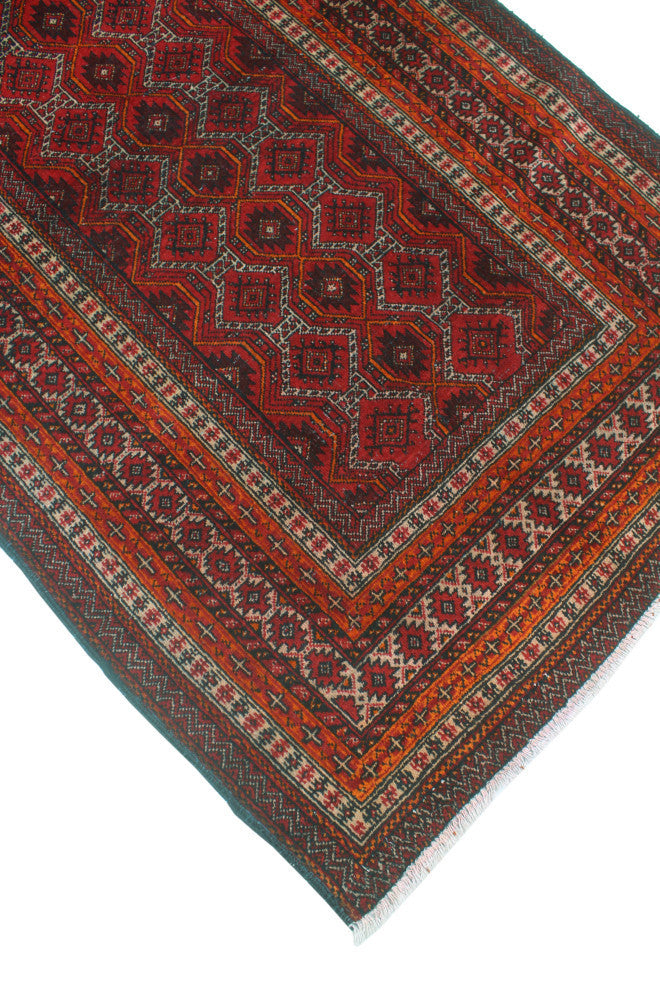 Fine Vintage Distressed Massiya Red/Charcoal Runner, 3'1x5'8