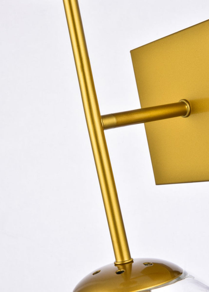 Noah 2-Light Brass and Clear Glass Wall Sconce