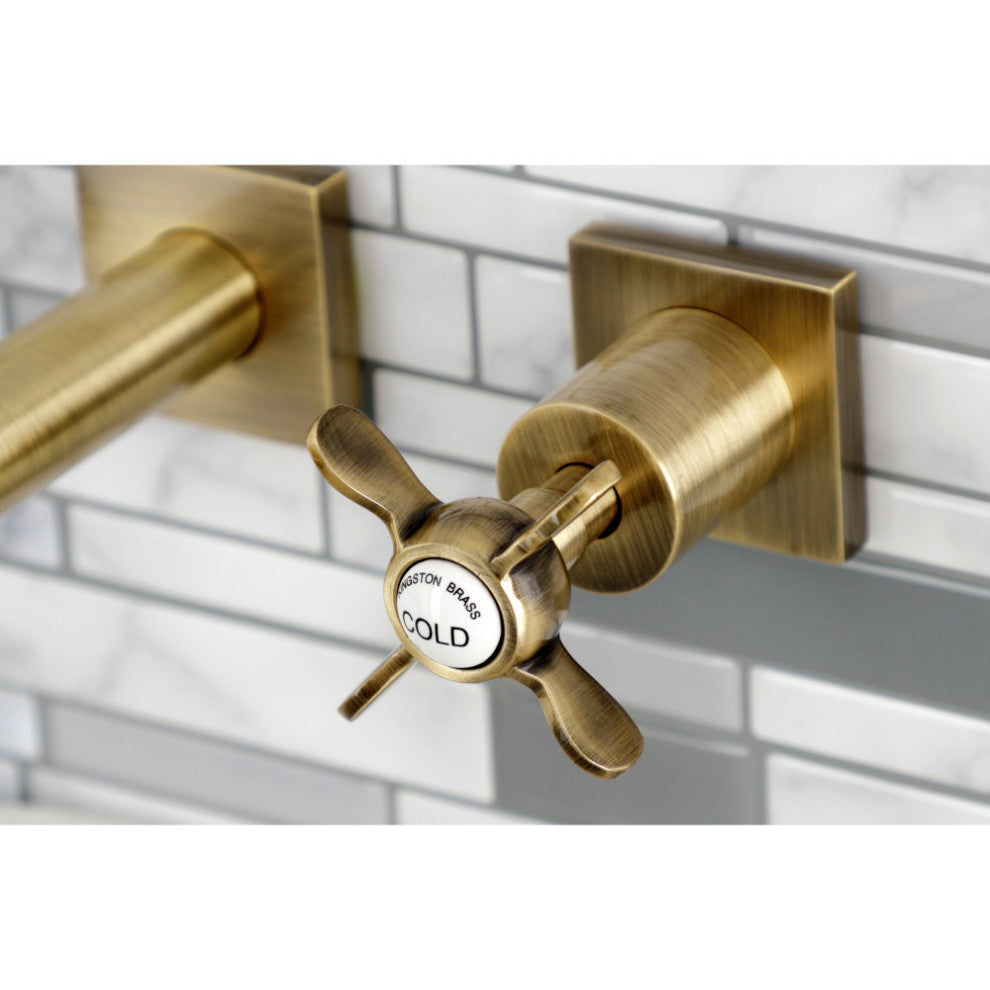 KS6023BEX Wall Mount Tub Faucet, Antique Brass