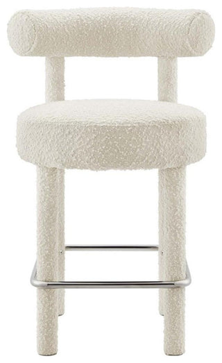 Modway Toulouse 26" Upholstered Fabric Counter Stool in Ivory/Silver (Set of 2)