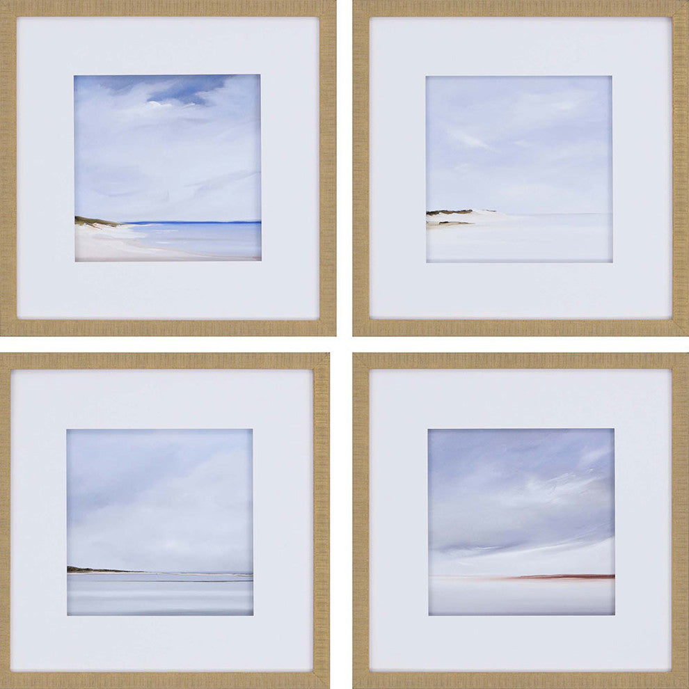 Shores Artwork, Set of 4, 21"x21"