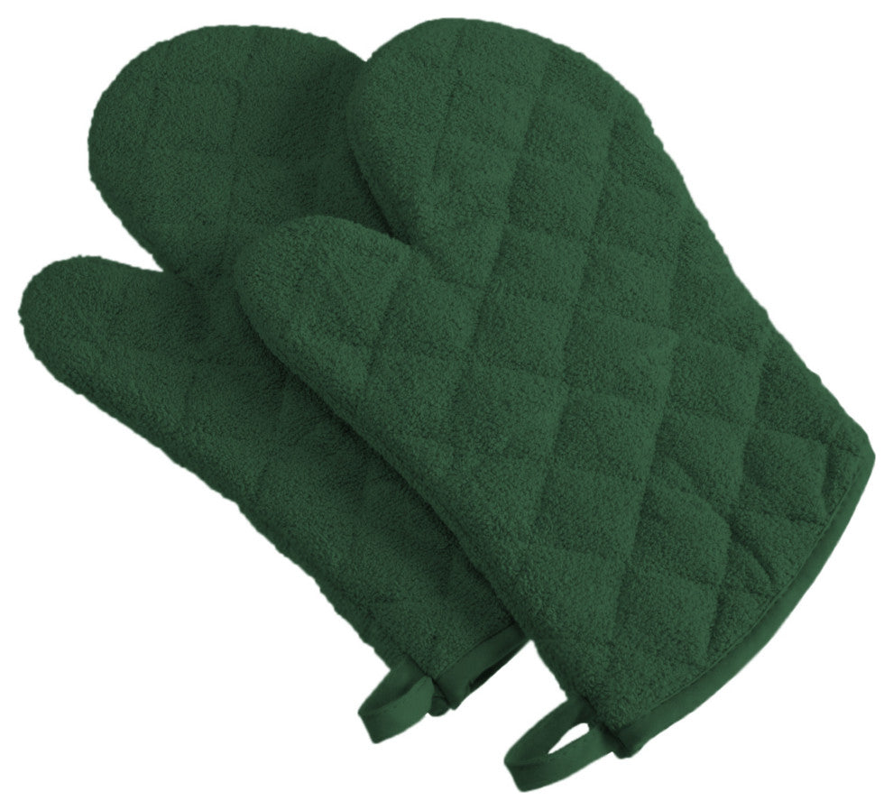 DII Dark Green Terry Oven Mitt, Set of 2