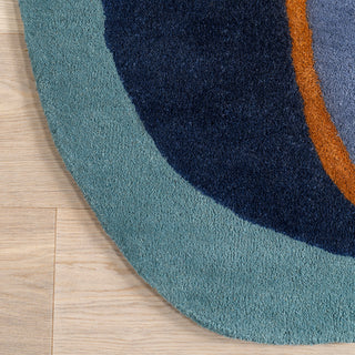 Greenwich Abstract Wool Area Rug, Blue Multicolor 4'x6'