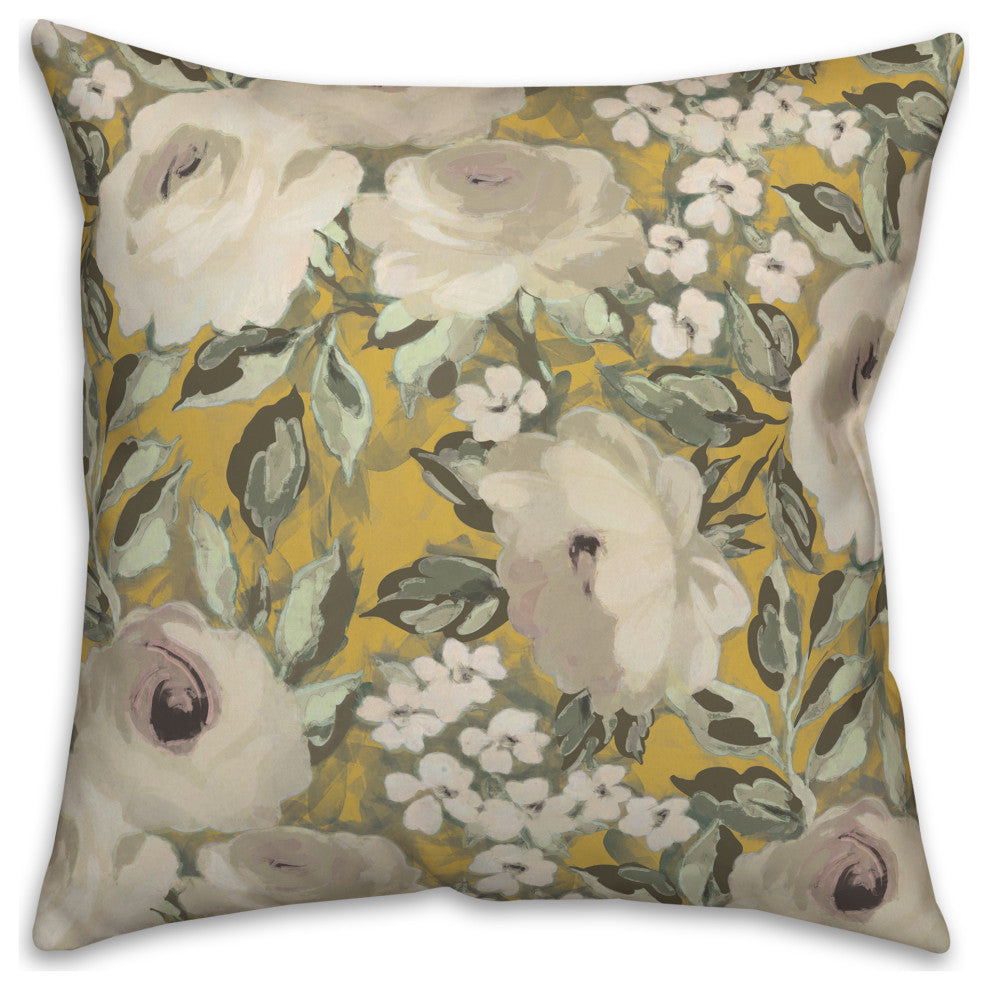Yellow Floral 18x18 Spun Poly Pillow
