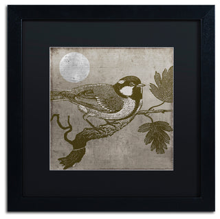 Color Bakery 'Moon Bird' Art, Black Frame, Black Matte, 16"x16"