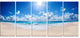 Beautiful Tropical Beach Panorama, Modern Seashore Canvas Art, 60"x28", 5 Panels