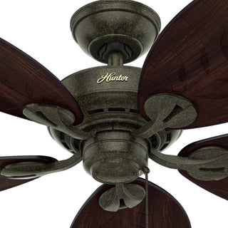 Hunter 54" Bayview Outdoor Ceiling Fan, Provencal Gold With Pull Chain