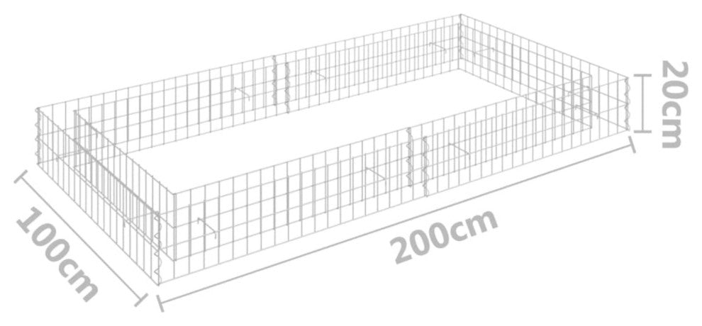 Vidaxl Gabion Raised Bed Galvanized Steel 78.7"x39.4"x7.9"