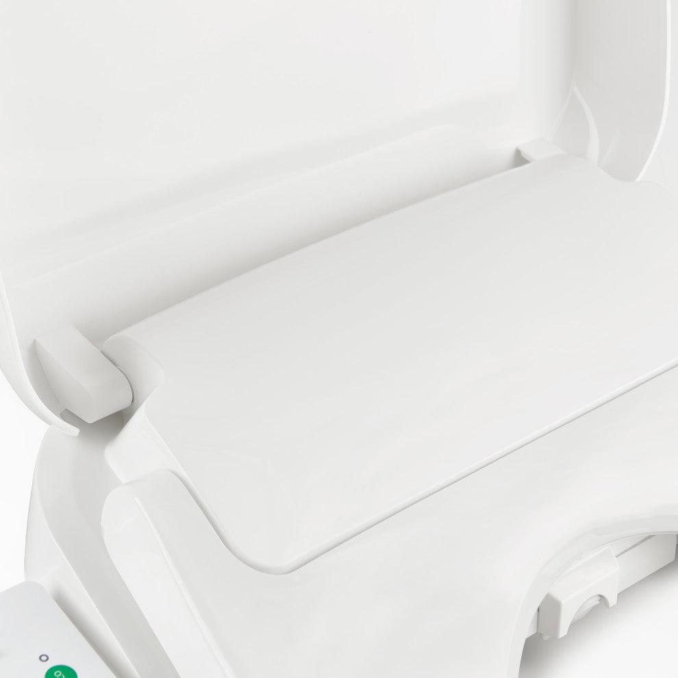 Electric Heated Smart Toilet Bidet Seat With Side Control Panel, Warm Air Dryer