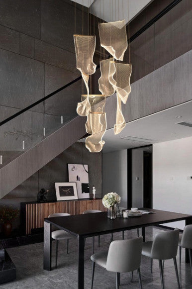 Luxury Modern Led Light Chandelier For Staircase, Gold, 28 Lights, Warm Glow