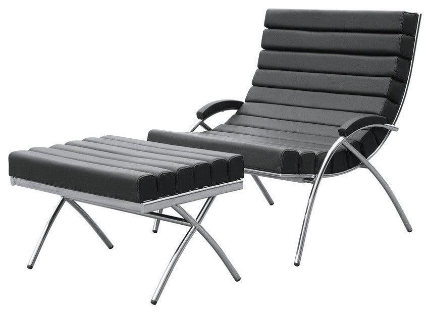 Modern Classics Classic Chair and Ottoman, Black