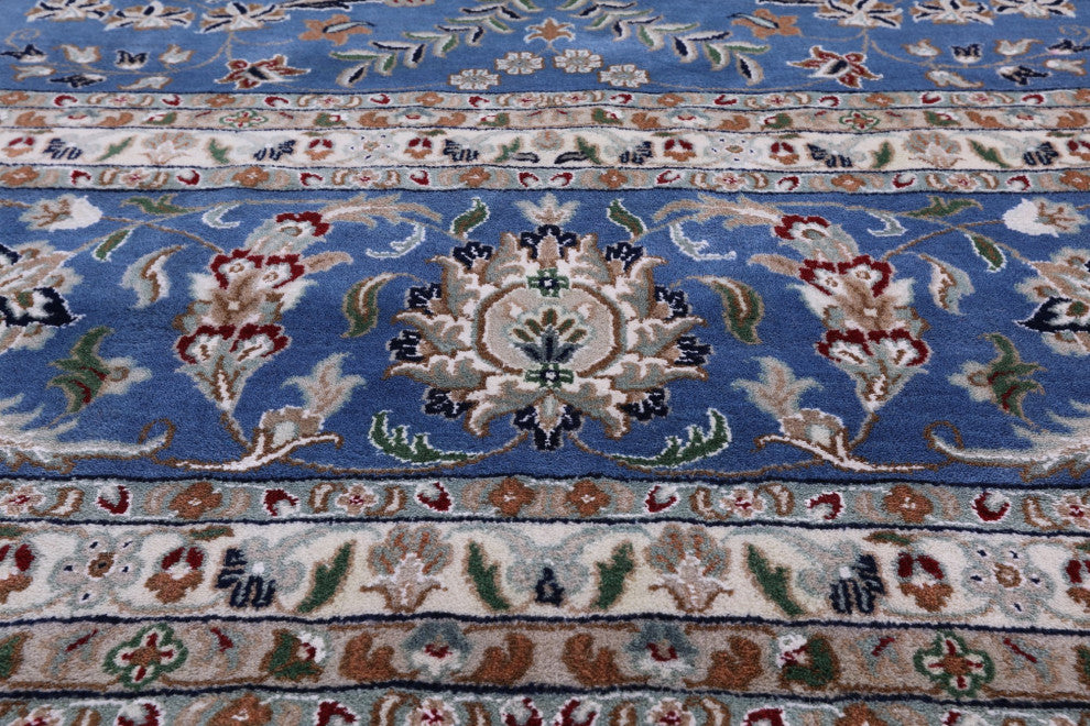 11' 8" X 15' 3" Persian Nain Wool and Silk Hand Knotted Rug Q7155