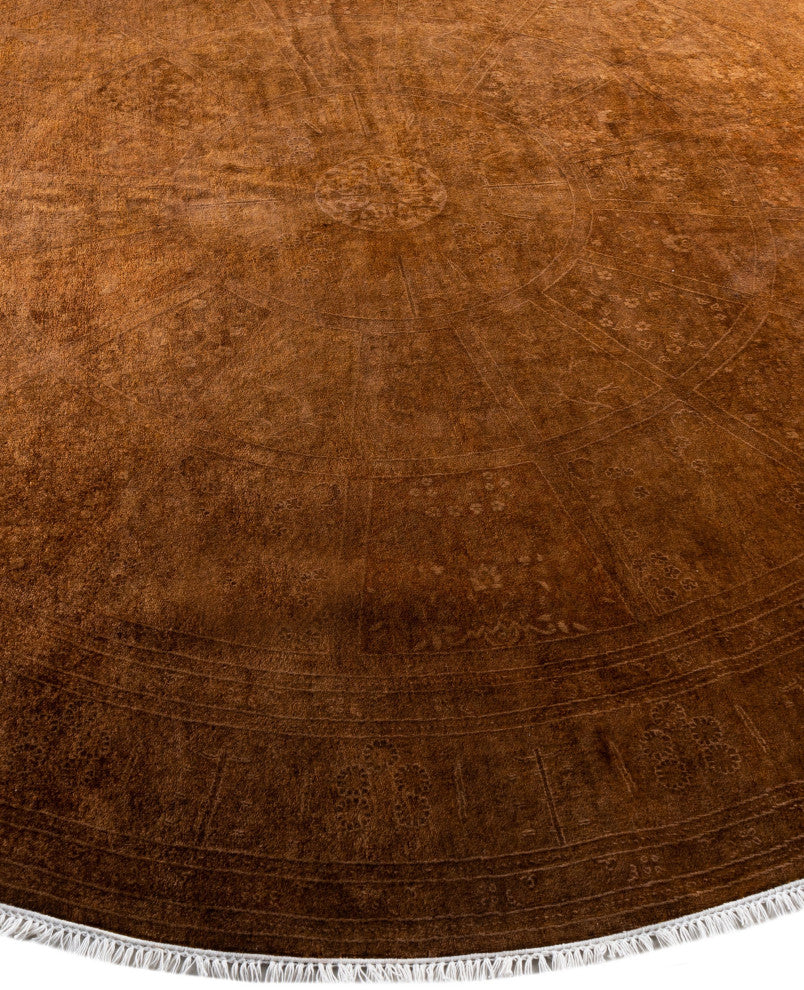 Overdyed One-of-a-Kind Hand-Knotted Area Rug Brown, 8' 1" x 8' 1"