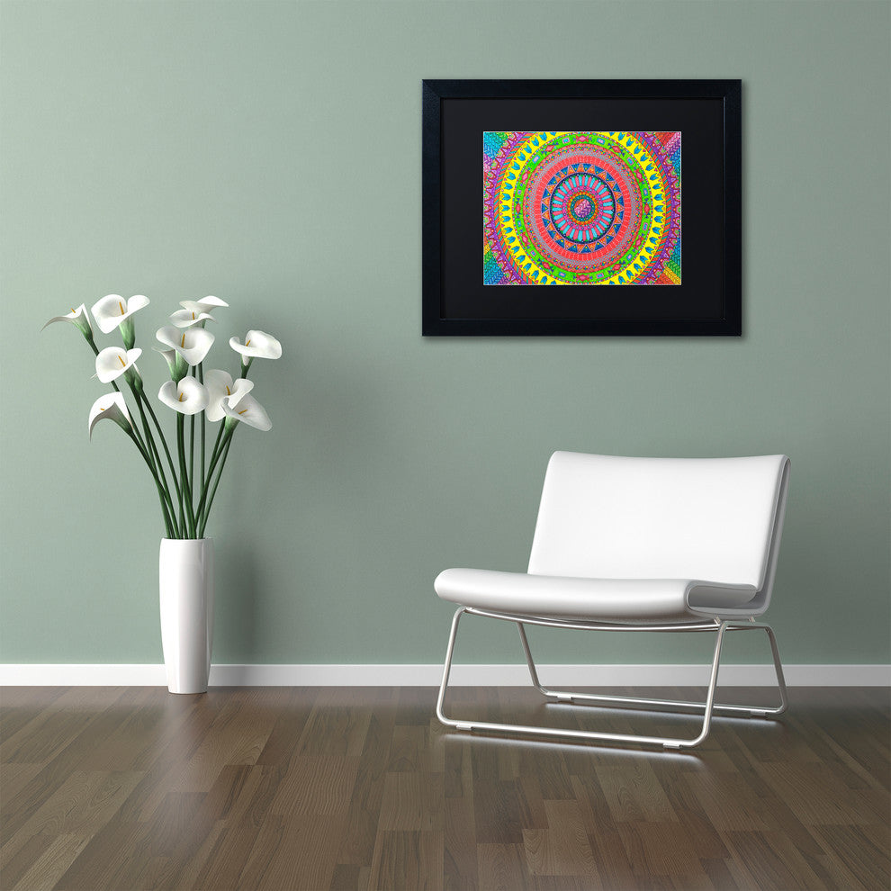 Hello Angel ''Aztec Rainbow'' Art, Black Frame, Black Mat, 20x16