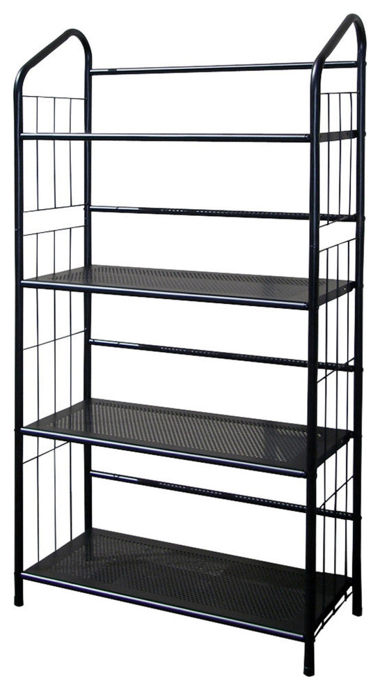 Black Four Shelf Metal Standing Book Shelf