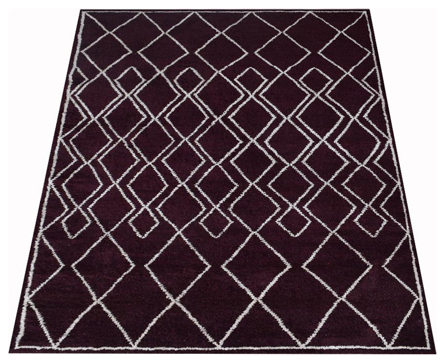 Hand Knotted Silk Area Rug Geometric Brown Beige