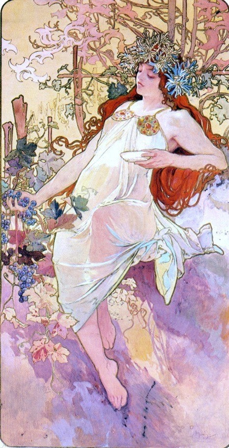 Alphonse Maria Mucha The Four Seasons: Fall, 15"x30" Wall Decal