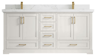 Boston 72" Double Sink Bath Vanity in Alabaster 2" Calacatta Nuvo
