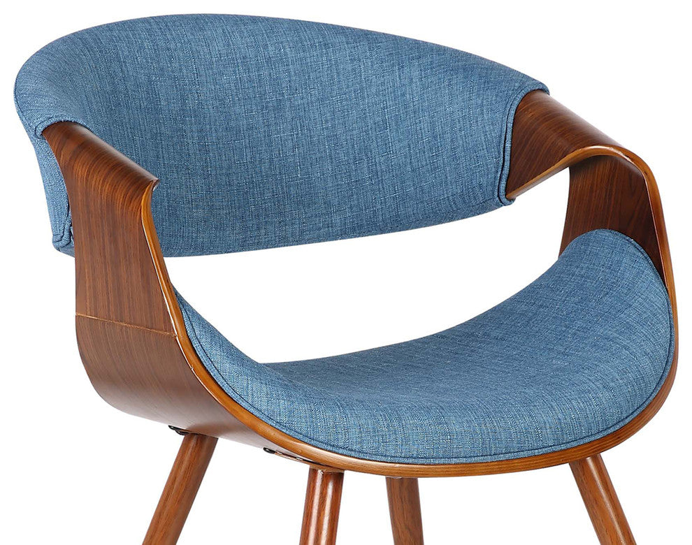 Jerrod Dining Chair, Walnut Finish and Blue Fabric