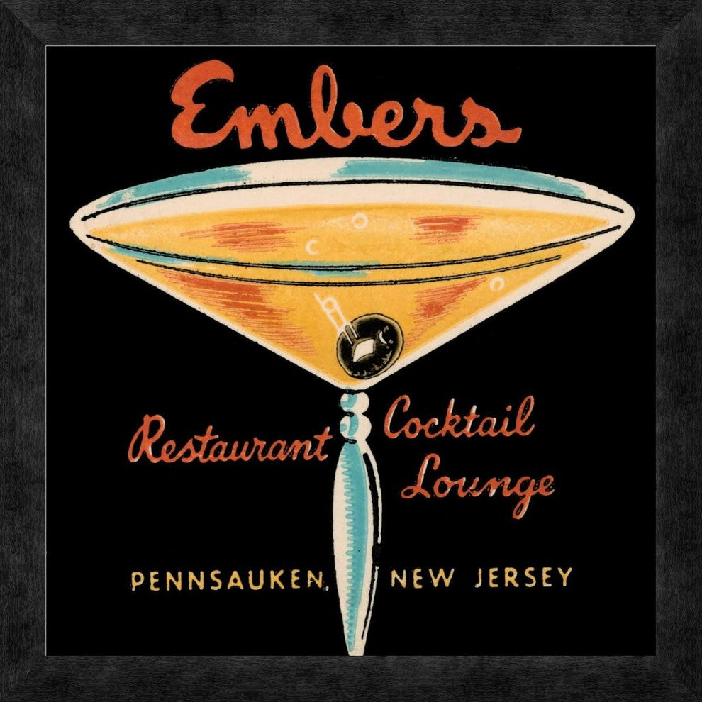 "Embers Restaurant Cocktail Lounge"  by Vintage Booze Labels, 18x18"