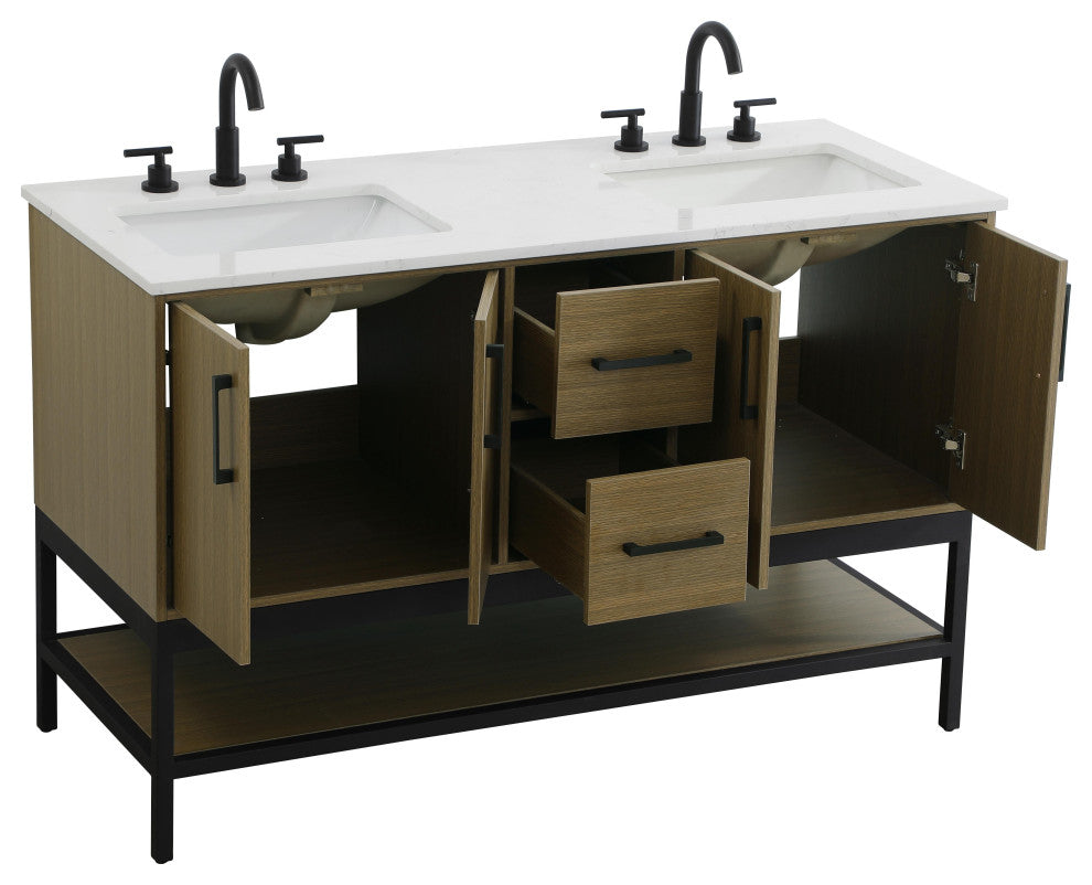 Home Living 54" Double Bathroom Vanity, Chestnut Brown