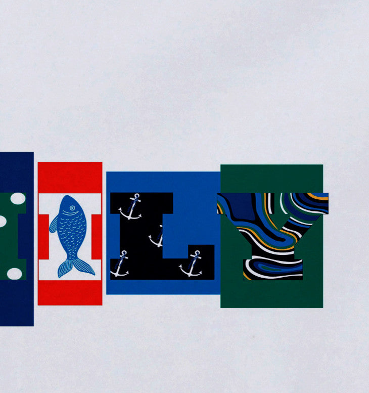 18"x14" Family Fun, Word Print Placemat, Blue, Set of 4