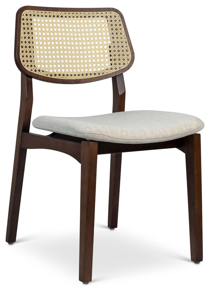 Modern Brazilian, Beth, Cane Side Chair, Nogal/Natural/Medley Ivory