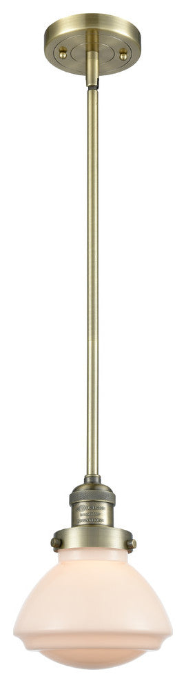 Olean 1-Light Mini Pendant, Antique Brass, Matte White