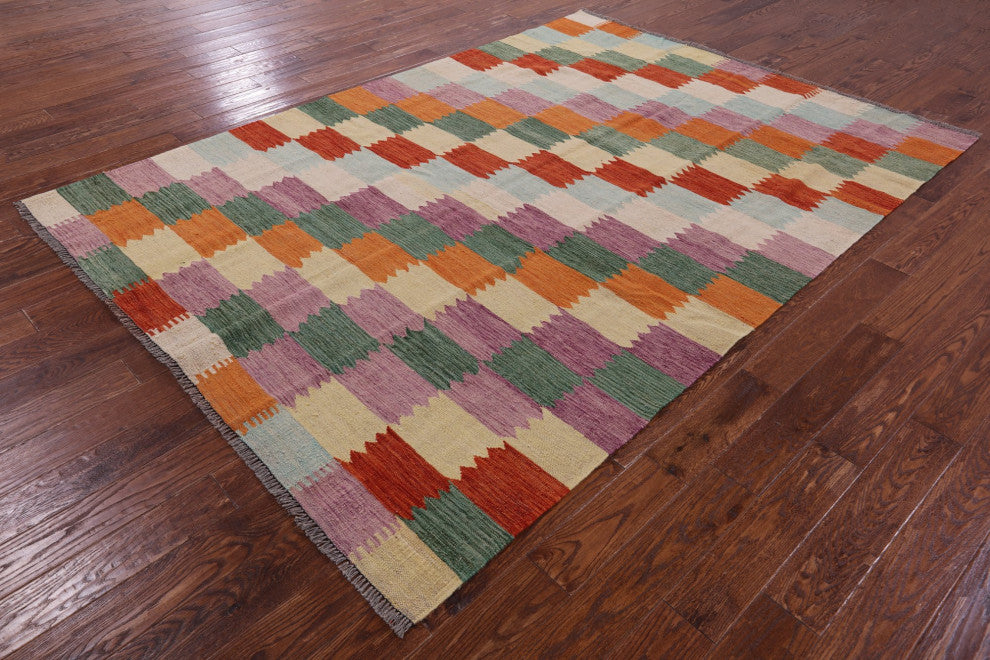 6' 10" X 9' 6" Wool On Wool Flat Weave Kilim Rug - Q12598