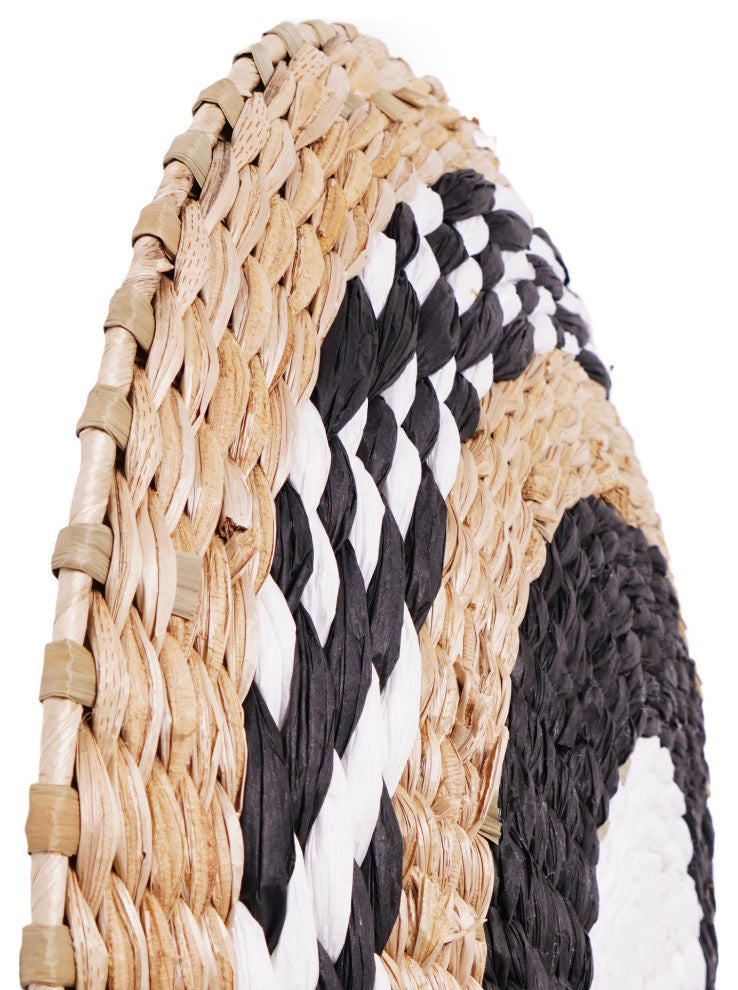 American Art Decor Woven Seaweed Hanging Wall Basket- Black, Natural, White