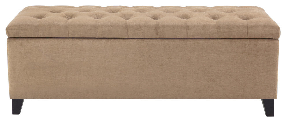 Madison Park Shandra Upholstered Soft Close Storage Bench, Sand Taupe