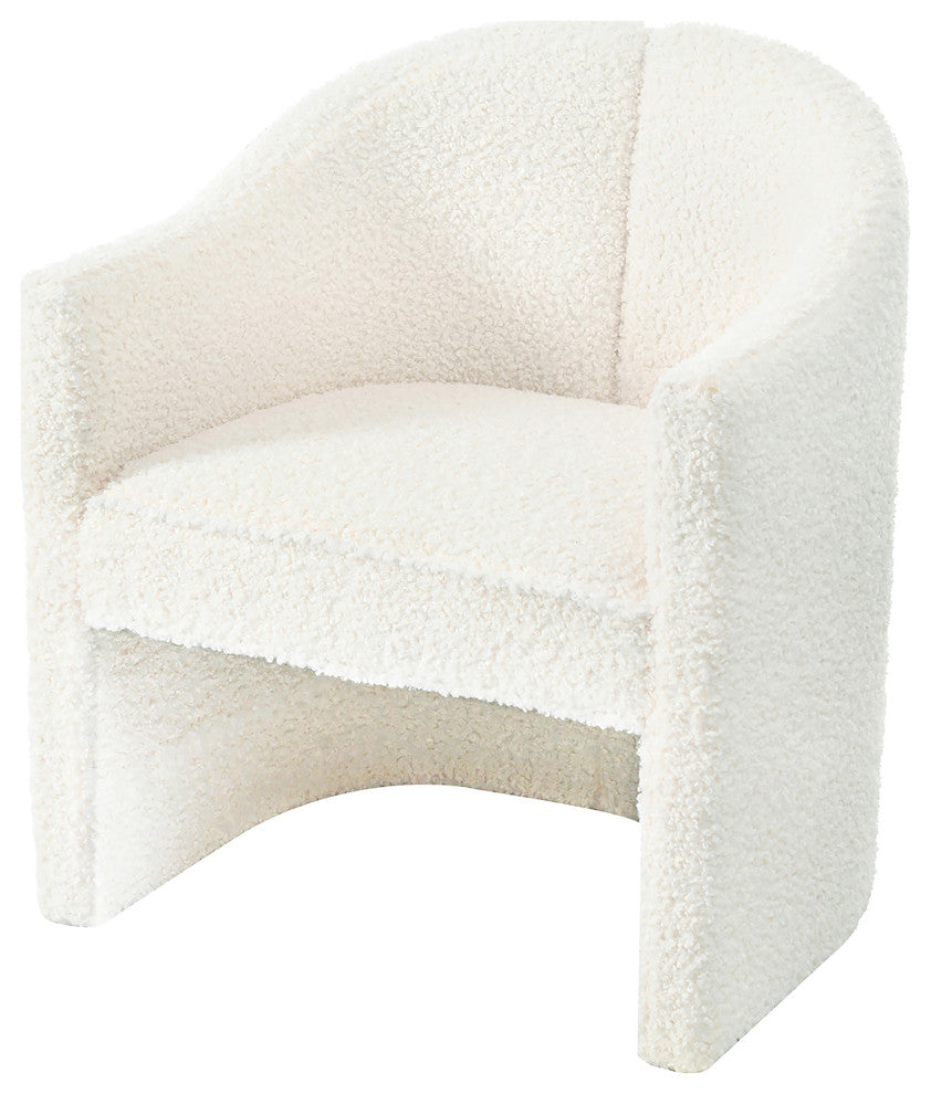 GDF Studio Camellia Contemporary Boucle Barrel Club Chair, White, Single