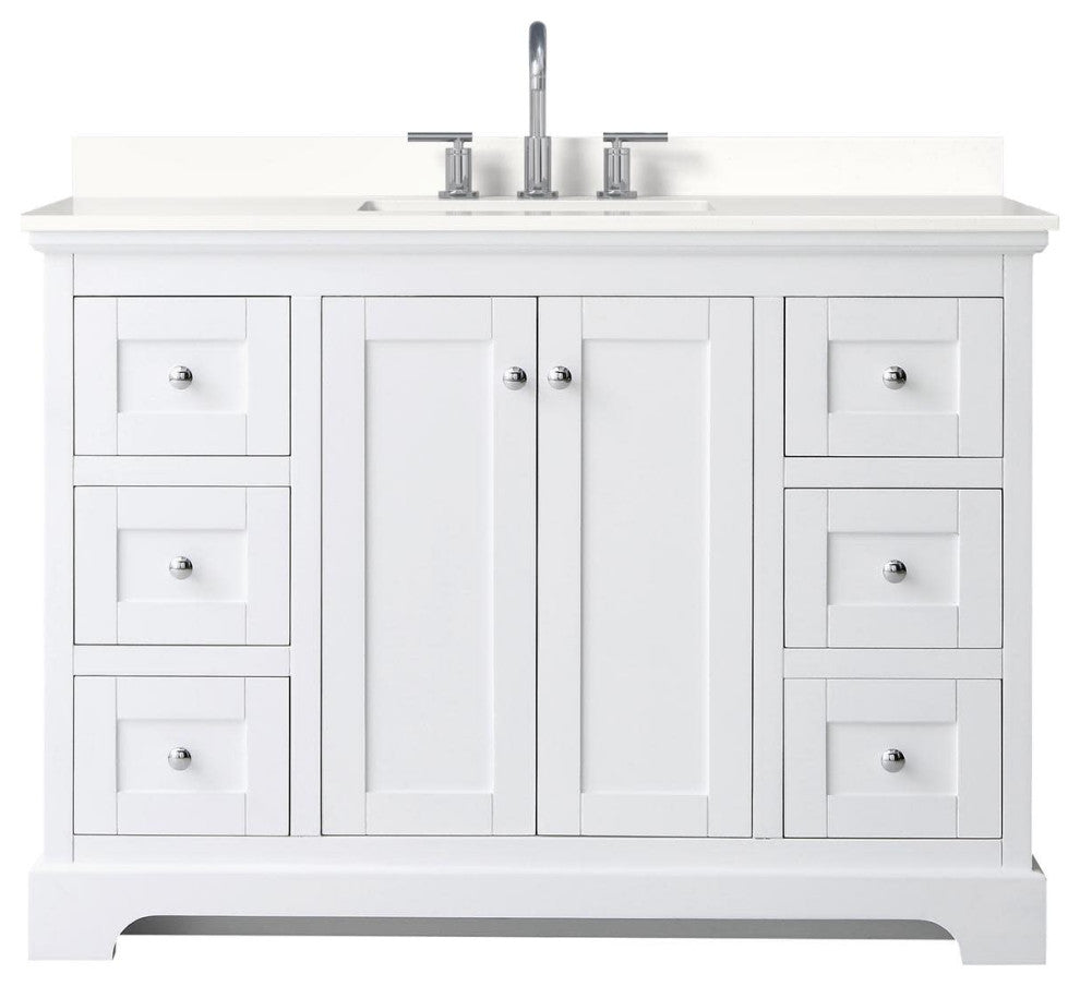 Wyndham Collection WCV232348S-QTZ-US3MXX Avery 48" - White / White Quartz Top /