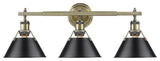Golden Orwell 3-Light Bath Vanity, Aged Brass, Black Shade