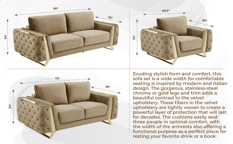 Lorenzo Velvet  Loveseat