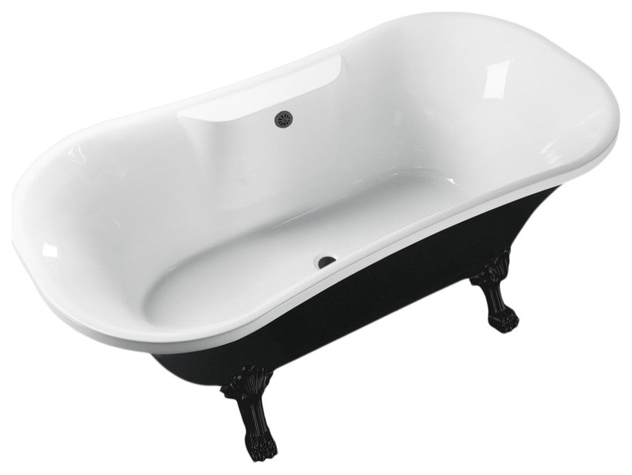 68" Streamline N103BL-BL Clawfoot Tub and Tray With External Drain