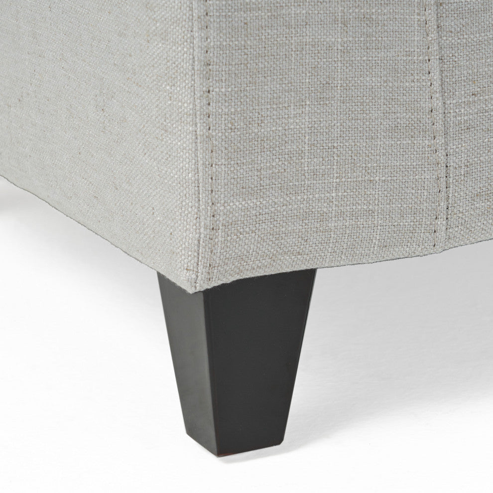 GDF Studio Seattle Tufted Storage Ottoman Bench, Light Gray
