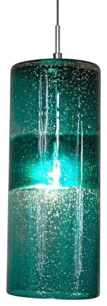 Light Low Voltage Pendant And Canopy Kit, Amber Bronze, Teal Satin Nickel