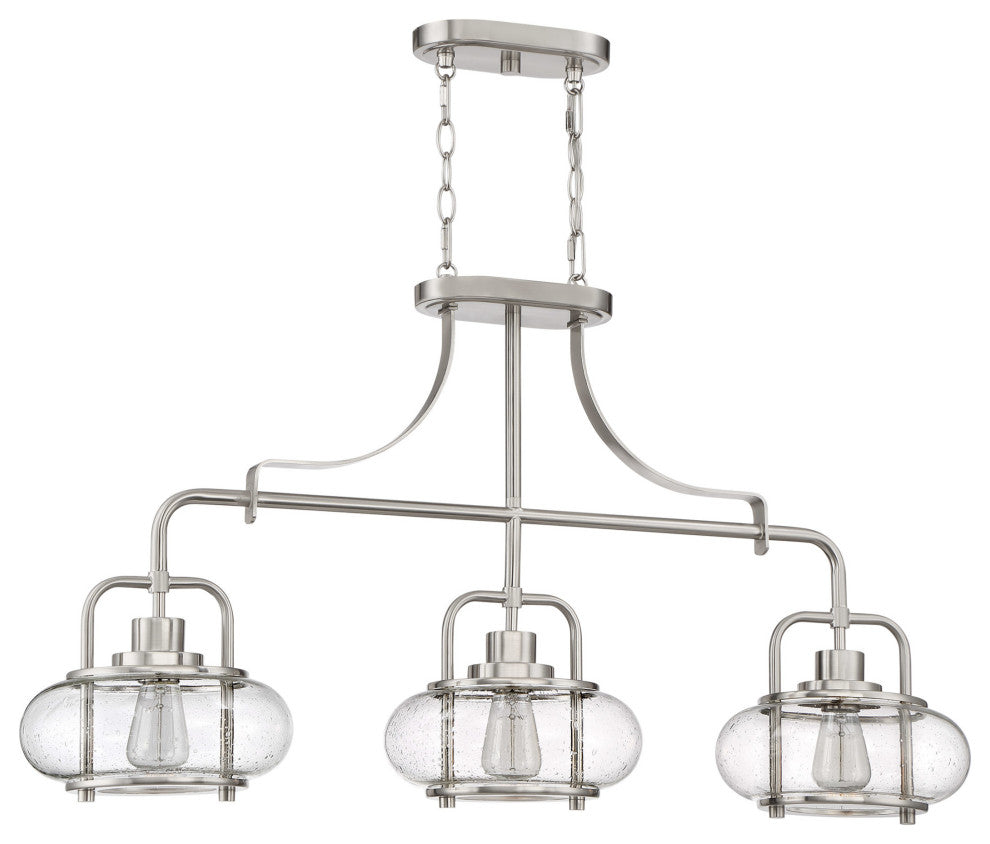 Quoizel TRG338 Trilogy 3 Light 38"W Linear Chandelier - Old Bronze