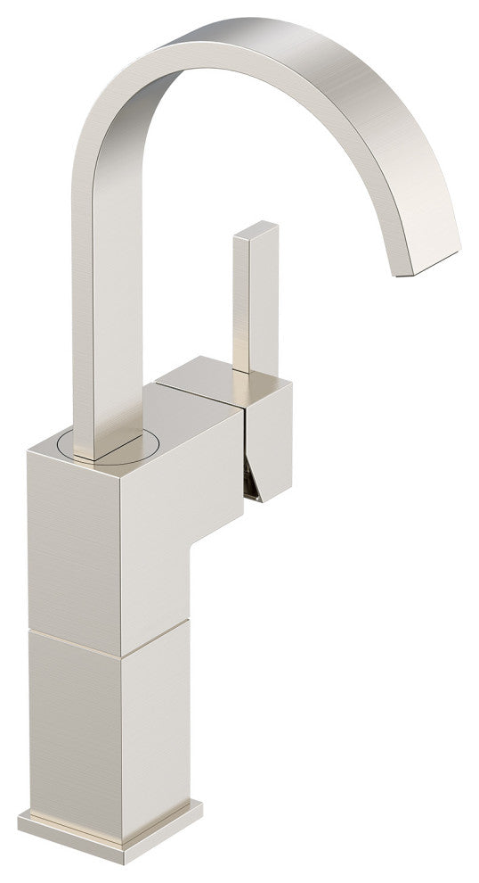 Sirius Single Handle Vessel Filler, Metal Grid Strainer, Brushed Nickel