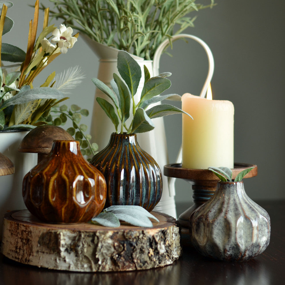 3 Piece Reactive Glazed Vase Set