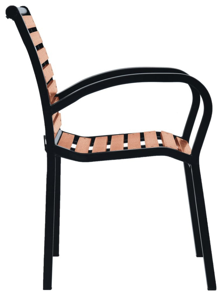 vidaXL Patio Chairs 2 Pcs Outdoor Dining Chair Steel and WPC Black and Brown