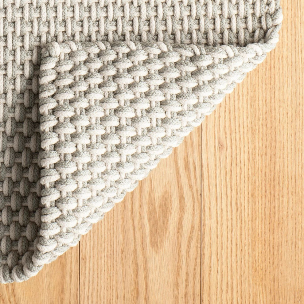 Dash & Albert Two-Tone Rope Platinum/Ivory Indoor/Outdoor Rug, Grey, 2'6" x 8'
