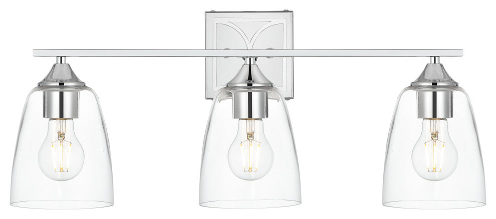 3 Light Chrome And Clear Bath Sconce