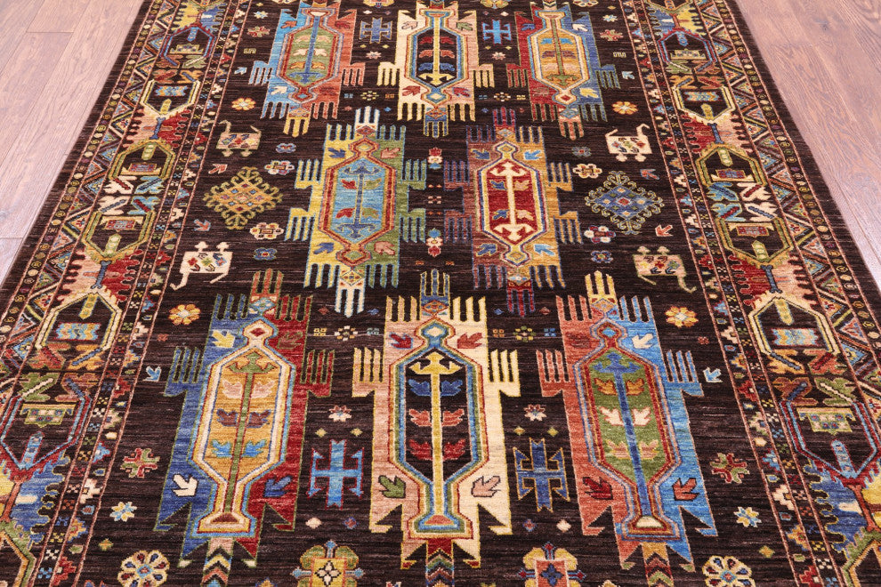 5' 8" X 8' 2" Tribal Fine Serapi Handmade Wool Rug - Q12232