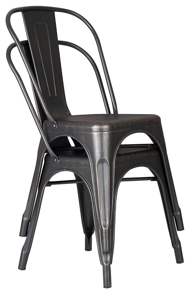 HomeRoots 18" Black Distressed Metal Dining Chair With Back in a Set of 2
