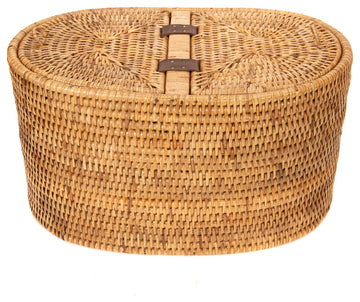 Artifacts Rattan™ Oval Double Tissue Roll Box, Honey Brown