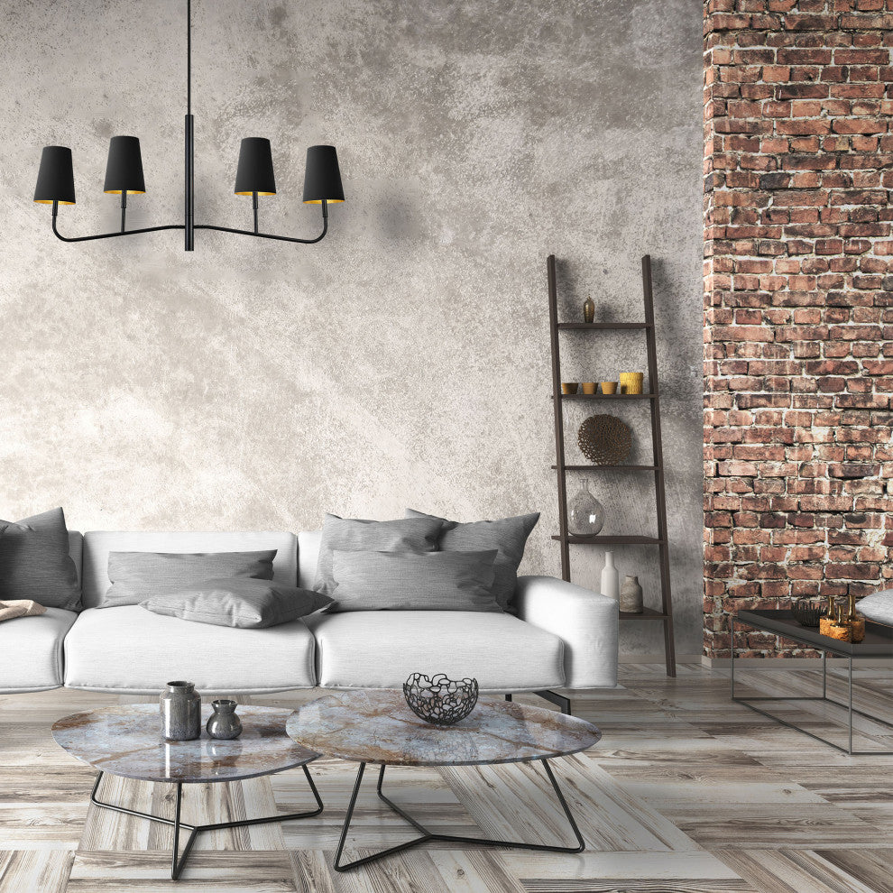 Eleanor Transitional 4 Light Matte Black Black Metal Chandelier