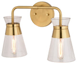 Harper Two Light Vanity in Natural Brass